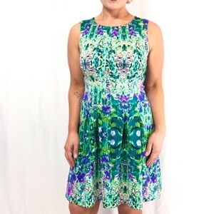 Cynthia Rowley Impressionist Watercolor Fit & Flare Floral Sleeveless Dress